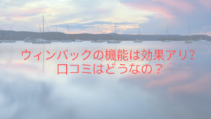 ウィンバックの機能は効果アリ？口コミはどうなの？