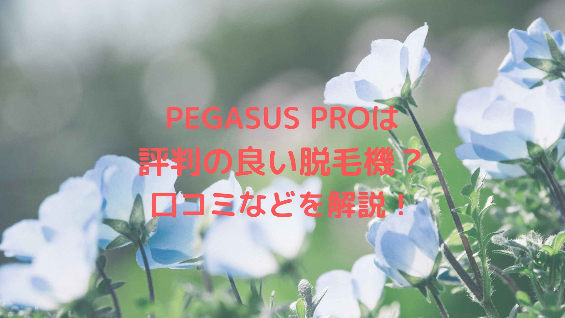 PEGASUS PROは評判の良い脱毛機？口コミなどを解説！