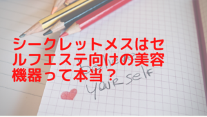 シークレットメスはセルフエステ向けの美容機器って本当？